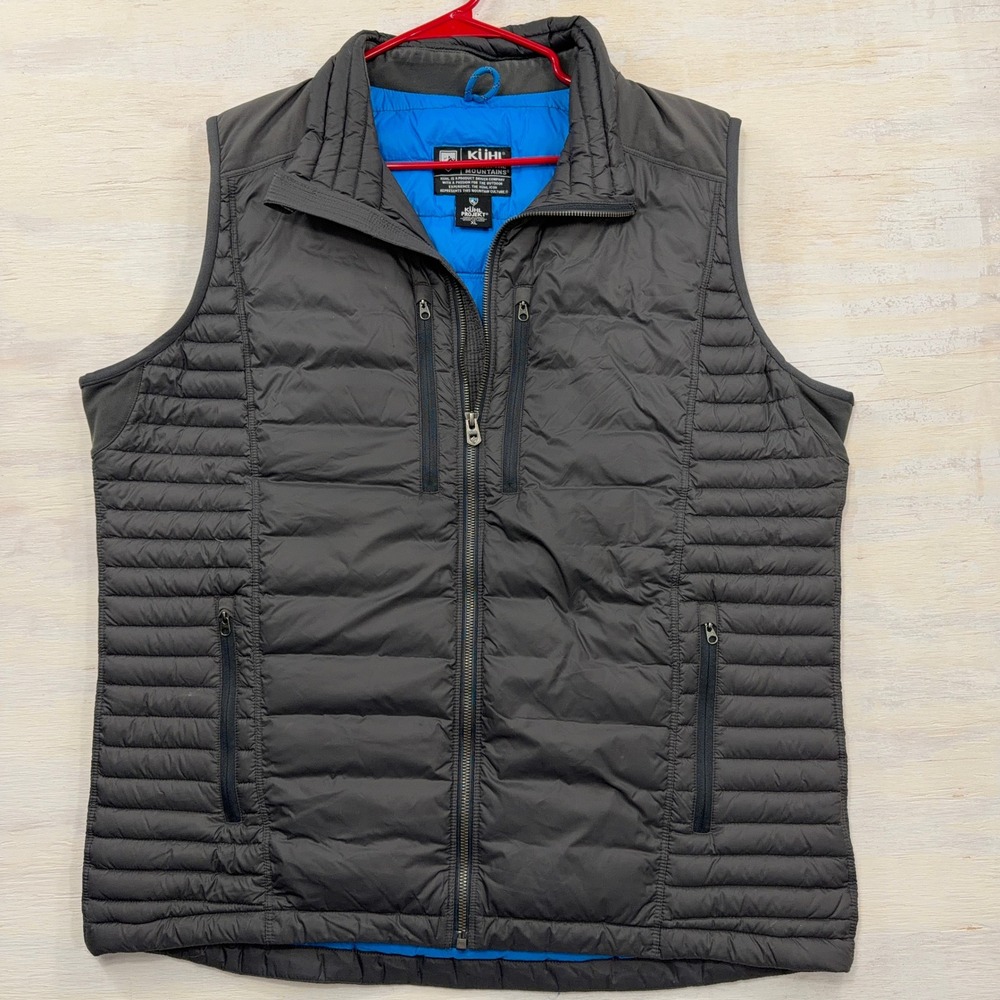 KUHL Spyfire Down Vest Goose Down Insulated Puffer Gray Mens XL